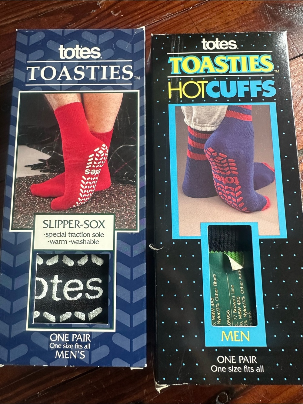 Vintage NEW 1990s Totes Toasties Slipper Socks One Size Fits All Mens Set of 2